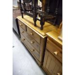 VICTORIAN PINE CHEST OF TWO SHORT AND TWO LONG DRAWERS ON BUN FEET