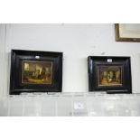 PAIR OF INTER-WAR YEARS CONTINENTAL OIL PAINTINGS, PROBABLY ON 'IVOREX' OR 'IVORINE' PANELS '