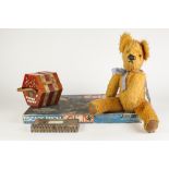 DEMOCRACTIC REPUBLIC OF GERMANY - SCHOLER CHILD'S STAINED WOOD AND LEATHER CONCERTINA having a total