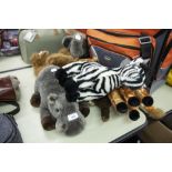 VARIOUS SOFT TOYS, LIVING NATURE SEAL, PUFFIN, OTTER, ELEPHANT, ZEBRA ETC... (8)