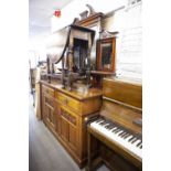 VICTORIAN CARVED WALNUTWOOD SIDEBOARD, WITH RAISED MIRROR BACK (PLUS DETACHED PEDIMENT)