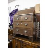 EARLY/MID 20th CENTURY OAK BUREAU, THE FALL-FRONT ENCLOSING FITTED COMPARTMENTS, OVER TWO SHORT