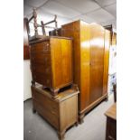 CIRCA 1930s OAK BEDROOM SUITE OF THREE PIECES, WITH BRACKET FEET