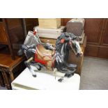 CHILD'S TRIANG ROCKING HORSE, MADE OF HARD PLASTIC, ON TUBULAR METAL FRAME