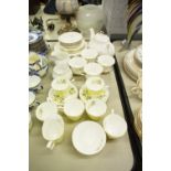 ROYAL ALBERT SET OF SIX CHINA COFFEE CUPS AND SAUCERS, WITH MATCHING CREAM JUG AND SUGAR BOWL,