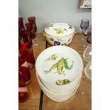 ROYAL WORCESTER 'EVESHAM' OVEN TO TABLE WARE; LARGE CIRCULAR TUREEN AND COVER AND THREE OVAL SERVICE