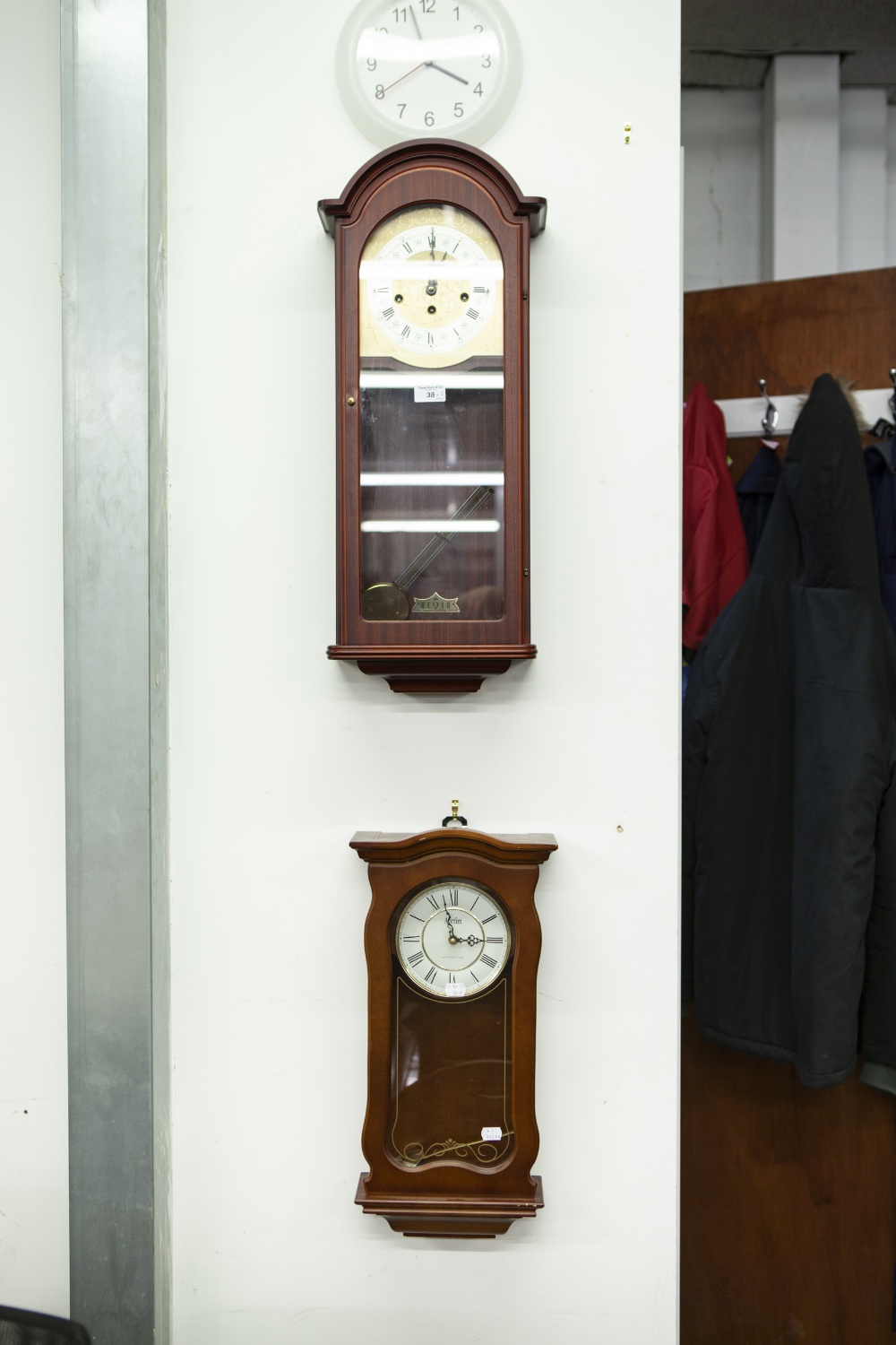 TWO MODERN WESTMINSTER STYLE WALL CLOCKS