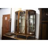 1960's OAK DWARF DISPLAY CABINET