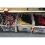 A LARGE QUANTITY OF VINTAGE LADIES CLOTHING (CONTENTS OF FOUR PLASTIC SKIPS)