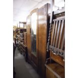 CIRCA 1940s OAK CHEST OF FIVE LONG DRAWERS, A MATCHING DRESSING CHEST AND AN OAK MIRROR DOOR