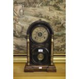 AMERICAN LATE NINETEENTH CENTURY ROSEWOOD AND GILT DECORATED SHELF/ MANTEL CLOCK, THE MOVEMENT