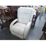 A WHITE HIDE ELECTRIC VIBRATORY LOUNGE CHAIR