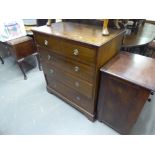 EDWARDIAN MAHOGANY GRADUATED CHEST OF FOUR DRAWERS, WITH CHEQUER BOARD INLAY AND BRASS SWAG HANDLES