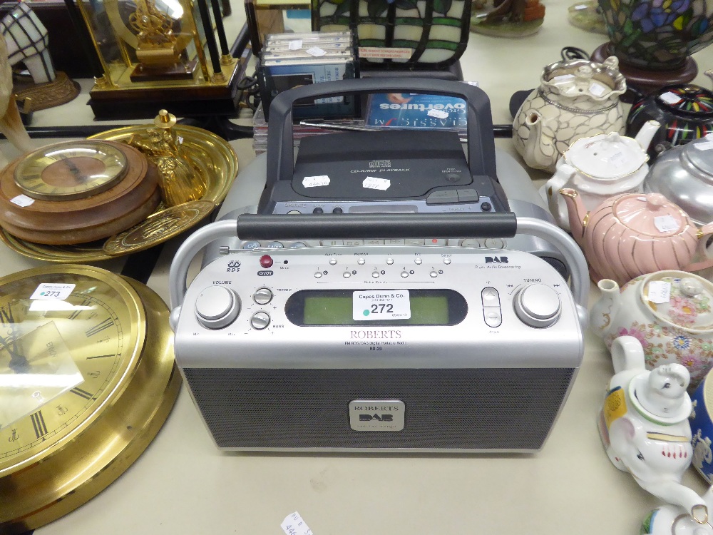 SONY PORTABLE RADIO AND CD PLAYER AND A QUANTITY OF CD's AND A ROBERTS DAB PORTABLE RADIO