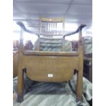 BEECHWOOD COMMODE ARMCHAIR WITH RUSH SEAT