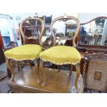 PAIR OF VICTORIAN MAHOGANY BALLOON BACK DINING CHAIRS, CARVED DETAIL OVER PAD SEAT, WITH CABRIOLE
