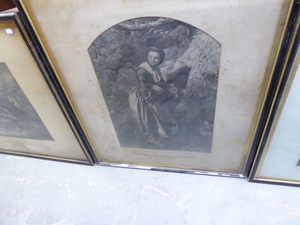 THREE LARGE NINETEENTH CENTURY FRAMED BLACK AND WHITE PRINTS, TWO RELATED TO 'BATTLE OF WATERLOO' (