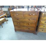 A VICTORIAN MAHOGANY CHEST OF DRAWERS, TWO SHORT OVER THREE LONG