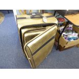 TWO 'MORGAN' GILT 'MOCK-CROCK' SUITCASES (EACH WTH SWING LABEL RRP TAG (£335) (2)