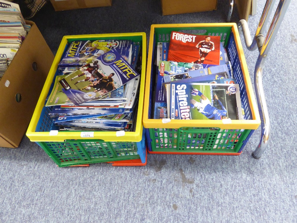 TWO BOXES OF FOOTBALL LEAGUE PROGRAMMES, VARIOUS FROM THE LATE 90's TO INCLUDE; CARDIFF CITY,