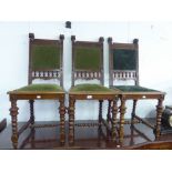 SET OF THREE, CIRCA 1900, GERMAN WALNUT SINGLE HIGH-BACK DINING CHAIRS