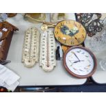 'GALLUS' WOODEN KITCHEN WALL CLOCK, DECORATED WITH COCKEREL'S, BATTERY OPERATED, QUARTZ WALL