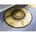 BELUCHI - BELGIAN SILKY PILE CIRCULAR RUG, CLASSICAL FOLIATE SCROLL DESIGN ON FAWN GROUND, 122cm