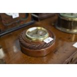 A WOODEN CASED SMALL WALL CLOCK, WITH ROPE DECORATION, 8 DAY FRENCH PLATFORM ESCAPEMENT, SILVERED