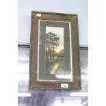 W.G.WOODCOCK (TWENTIETH CENTURY) OIL PAINTING Sunset river landscape signed 11" x 4" (28cm x 10.