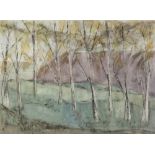 DEIRDRE STURROCK (TWENTIETH CENTURY) MIXED MEDIA ON PAPER Landscape with trees Unsigned, artist