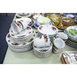 ROYAL NORFOLK CHINA ROSE PRINTED DINNER AND TEA SERVICE FOR SIX PERSONS, 33 PIECES