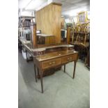 EDWARDIAN INLAID MAHOGANY TWO DRAWER SIDE TABLE AND THE SUPERSTRUCTURE FOR A SIMILAR DRESSING