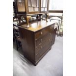 EDWARDIAN MAHOGANY GRADUATED CHEST OF FOUR DRAWERS, WITH CHEQUER BOARD INLAY AND BRASS SWAG HANDLES