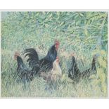ALEX WILLIAMS TWO ARTIST SIGNED COLOUR PRINTS OF CHICKENS 'Bantams' 'Cockerel I Pink???' Signed