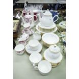ELIZABETHIAN WHITE FINE BONE CHINA PART DINNER AND TEA SERVICE FOR EIGHT PERSONS, WITH GILT EDGES,