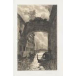 DAVID LAW (1831-1901) ARTIST SIGNED ETCHING Bridge of Sighs, Venice, 20 ½" x 12 ½" (52.1cm x 31.