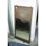 AN EDWARDIAN CAST IRON VERTICAL MIRROR