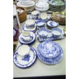 TWENTY EIGHT PIECE ROYAL DOULTON 'NORFOLK' PATTERN BLUE AND WHITE POTTERY PART TEA SERVICE, WITH SIX