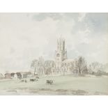 STANLEY ORCHART (1920-2005) WATERCOLOUR DRAWING Fatheringhay Church Signed and dated lower right '71