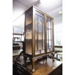 EARLY 20th CENTURY PETITE OAK DISPLAY CABINET, glazed doors and sides enclosing two shelves