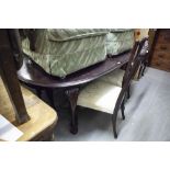 A MODERN REPRODUCTION CHIPPENDALE REVIVAL DINING ROOM SUITE VIZ DINING TABLE AND SIX CHAIRS, WITH