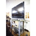 SONY FLAT SCREEN TELEVISION, TOSHIBA DVD PLAYER AND THE STAND