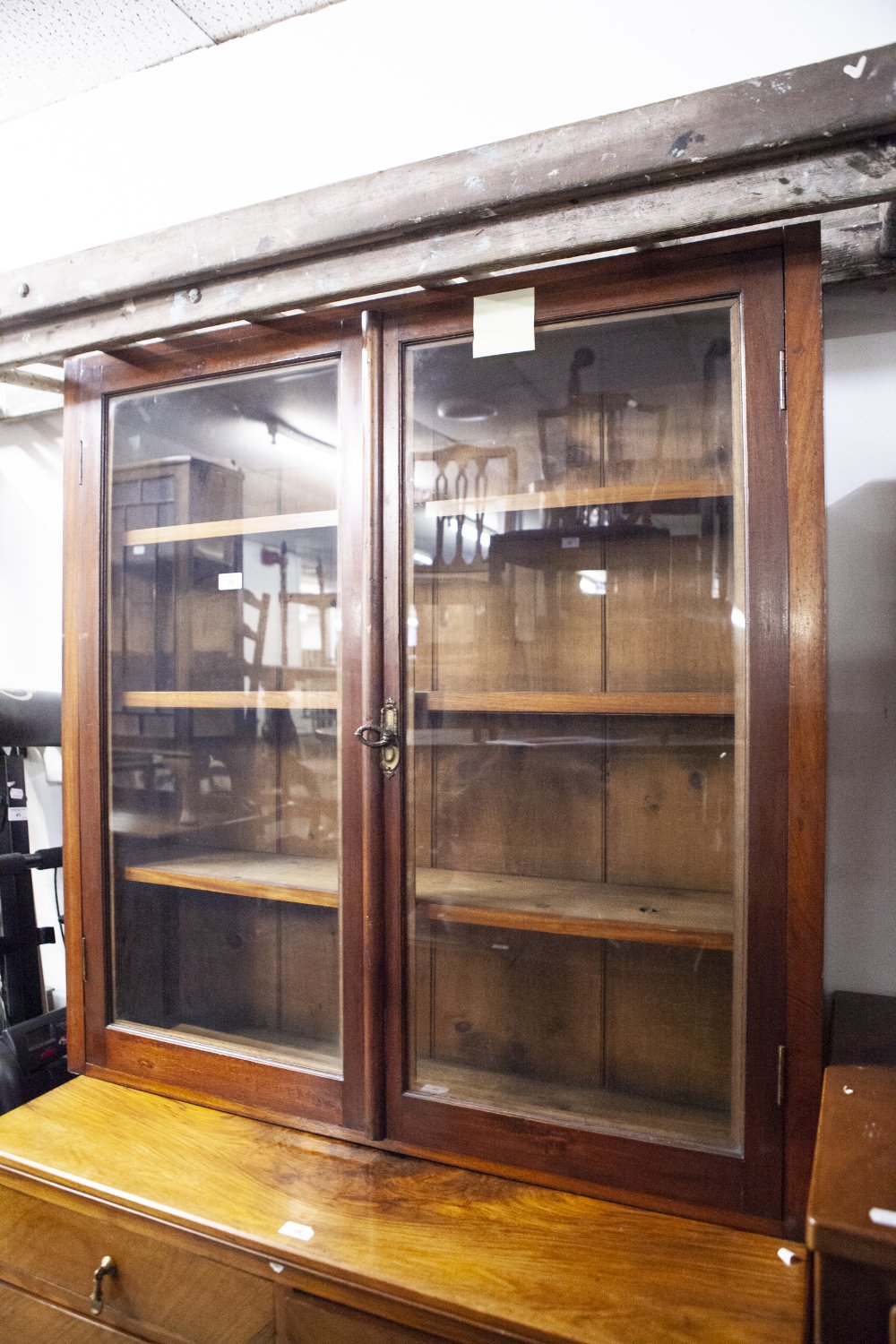 A MAHOGANY SUPERSTRUCTURE BOOKCASE, WITH TWO GLAZED DOORS