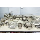 VINERS STAINLESS STEEL TEA AND COFFEE SET, OTHER STAINLESS STEEL WARES AND AN ELECTROPLATE