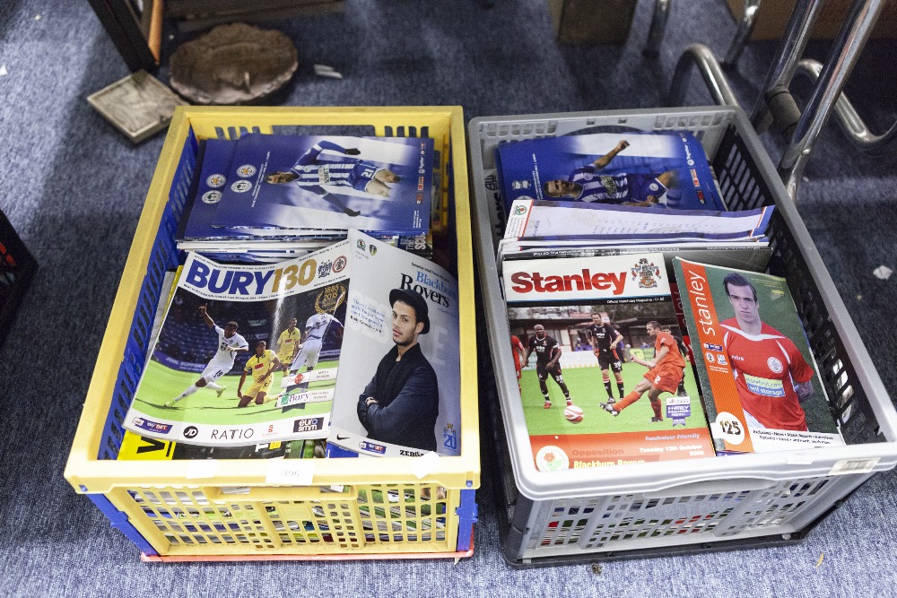 TWO BOXES OF FOOTBALL LEAGUE PROGRAMMES TO INCLUDE; WATFORD, WIGAN, BLACKBURN, BLACKPOOL,