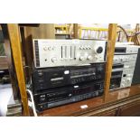 ROTEL STEREO AMPLIFIER, MODE RA-511, AKAI CD PLAYER AND A TEAK CASSETTE DECK (3)
