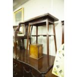 A MAHOGANY INLAID OCCASIONAL TABLE WITH SWIVEL AND FLAP TABLE TOP