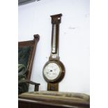 CIRCA 1920's OAK CASED BAROMETER AND THERMOMETER
