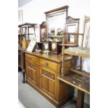 VICTORIAN CARVED WALNUTWOOD SIDEBOARD, WITH RAISED MIRROR BACK (PLUS DETACHED PEDIMENT)
