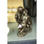 A ROLAND CHADWICK RESIN SCULPTURE FIGURE GROUP OF A MAN AND WOMAN EMBRACING